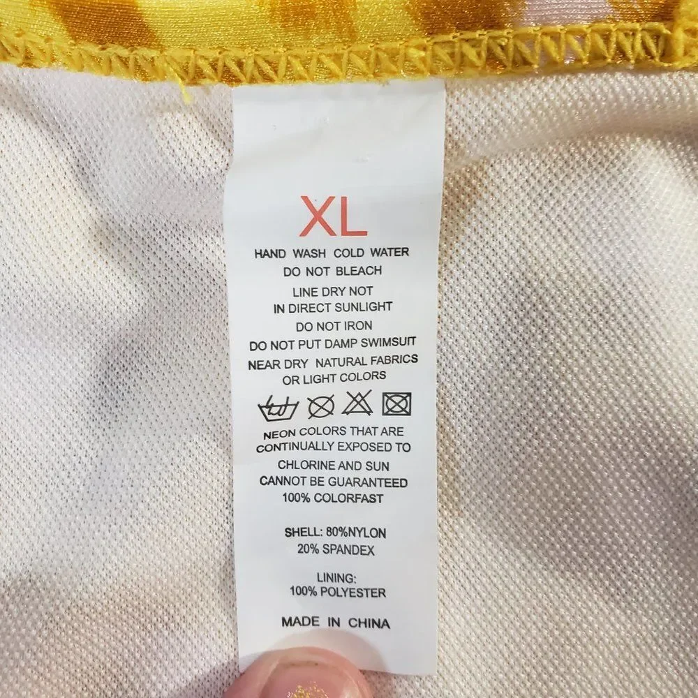 NEW Mollybelle Yellow Leopard Print High Waist Swimsuit XL Tankini 2 Piece
